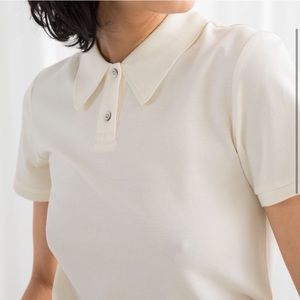 & Other Stories Cream Cotton Polo Tshirt